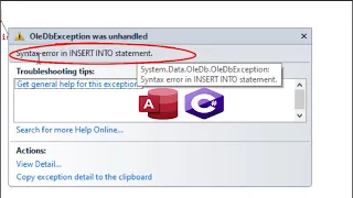 Two solutions to Solve error syntax error in insert into statement C MS access database