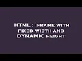 HTML iframe with fixed width and DYNAMIC height