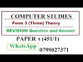 Form 3 Computer Studies Ultimate Revision Questions and Answers Top Revision