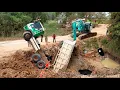 Download Lagu NEW Combine Overloaded Dump Truck Failed to Drive Up Hill Help \u0026 Experience Operating Of Recovery