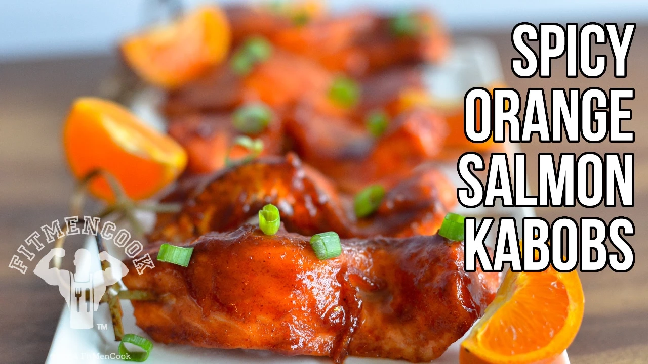 Spicy Orange Glazed Baked Salmon Kabobs / Brochetas de Salmn con Salsa de Naranja