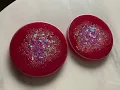 PINK SILVER SPARKLY MATCHING PAIR ROUND RESIN COASTERS VIDEO