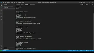 Oasis Infobyte Internship Task ATM interface
