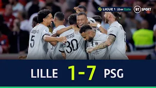 lille 1 7 psg mbappe messi u0026 neymar all score as parisians thrash lille ligue 1 highlights