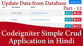 Codeigniter Simple CRUD Application in Hindi Update Data from Database Part learn2smart