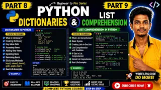 Python Tutorial Part 8 9 Dictionaries list compreshenaion Python Full Course
