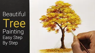 Download Yellow Leaves Tree Painting with Poster Color | Easy Step By Step | Painting Techniques | Art Video MP3