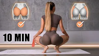 10 MIN BOOTY BAND WORKOUT - 9 Effective Ways to Grow Your Glute Max & Med! At Home Workout