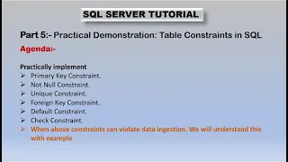 Table Constraints in SQL Practical Walkthrough With Example Part-4