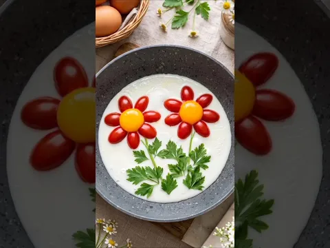 Good morning, have a nice day🌼 Sunny side egg 🌺🌻🍳#egg #asmr #flower #omellete #art #breakfast
