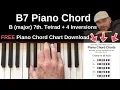 B7 Piano Chord B major 7th Inversions Tutorial FREE Chord Chart