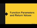 2 1 3 2 Function Parameters and Return Values