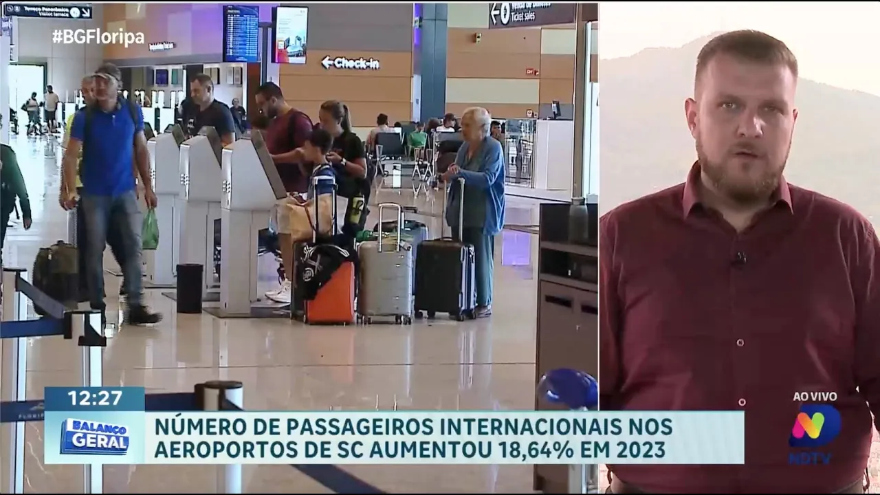 Número de passageiros internacionais nos aeroportos de SC aumenta 18,64% em 2023
