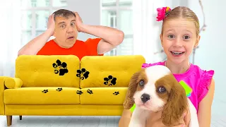 ناستيا وكلبها الأليف اسمه لايك   تجميع الفيديو للأطفال دندنها