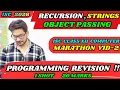 ISC Class 12 Computer Programming Revision One Shot Recursion Object Passing Strings Exam 2026
