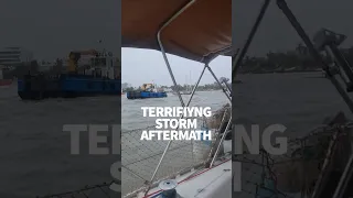 We were almost crashed into by that blue barge #windedvoyage #sailinglife #africa #storm