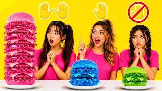 ¡DESAFÍO DE 100 CAPAS DE COMIDA! 🍔🤯 2 Manos vs. 1 Mano vs. Sin Manos | 123 GO!