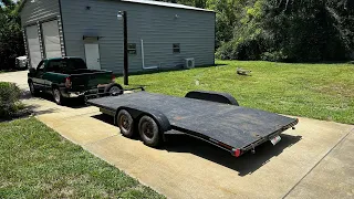 Refurbishing and upgrading an 18ft steel deck car trailer. massive transformation