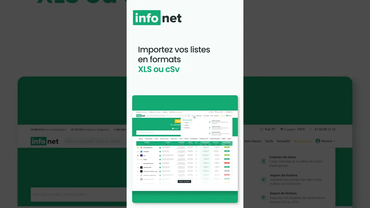Importer et enrichir des bases de données d'entreprises sur infonet.fr