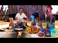 Download Lagu Typically African Village Life: Smoky Goat Meat \u0026 Fries Cooked Over a Traditional Fire
