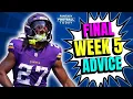 Download Lagu FINAL Week 5 Start/Sit Cheat Sheet Part 1! LIVE Q\u0026A + Actives/Inactives News | 2025 Fantasy Football