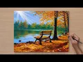 How to Draw Autumn Scenary Acrylic Painting STEP BY STEP