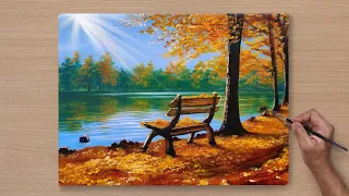 How to Draw Autumn Scenary Acrylic Painting STEP BY STEP