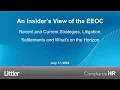 Insider s View of the EEOC Recent Current Strategies Litigation Settlements and What s Coming