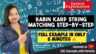 Rabin-Karp String matching algorithm in DAA ADA Solved example in Hindi