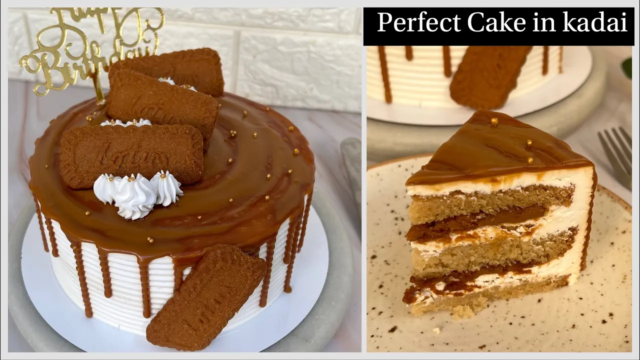 OMG! My Best Cake Recipe   Lotus Biscoff Cake In kadai   No Eggs, No Oven, No Premix Biscoff Cake