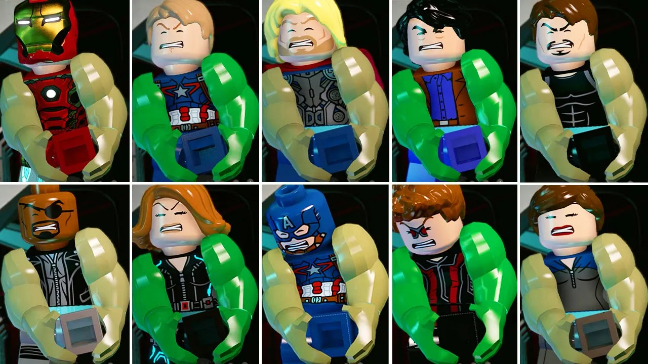 Lego Marvel Superheroes 1 VS Lego Marvel Superheroes 2 (All Characters Side by side)