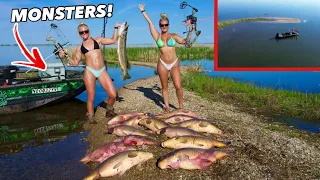 Bowfishing ABSOLUTE GIANT INVASIVES That Are EVERYWHERE FLOODED FARMS