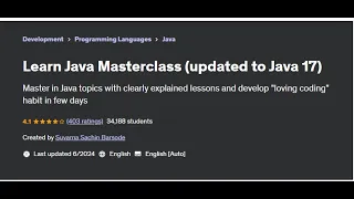 Learn Java Masterclass updated to Java 17