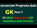 Javascript Programs Quiz - part 1 Javascript Programs MCQ 25 Important Questions and Answers