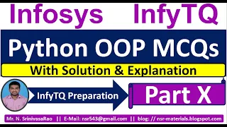 Python OOP MCQs InfyTQ 2023 Python MCQs Preparation Python MCQs Solution Explanation Part-10