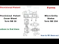 PROVISIONAL PATENT FORMS Cover Sheet SB16 Micro Entity SB15A Locate Fill Upload for 2022