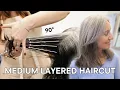 How to Cut a Medium-Length Layered Haircut Easy Hairstyle for Women with Gray Hair 2025 Trends
