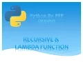 Python for beginners Hindi - Tutorial 9 Recursive and lambda Function
