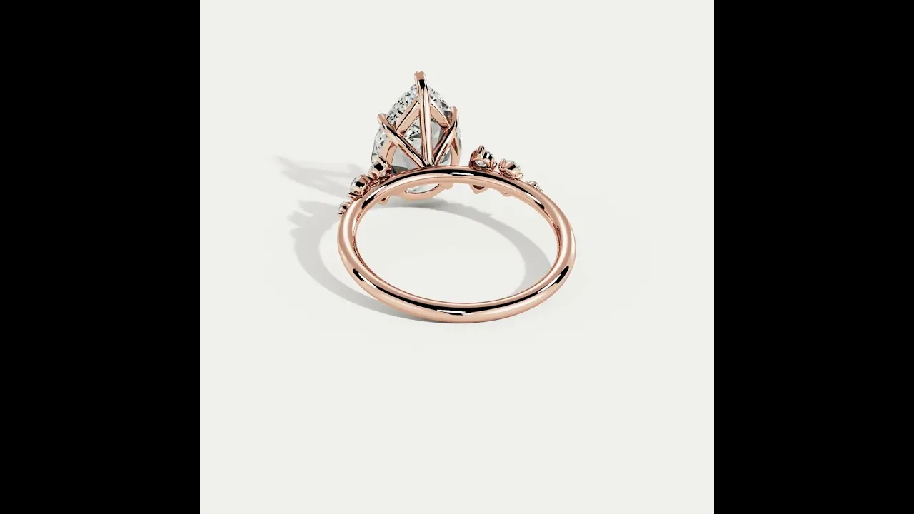 Sloane丨Pear Lab Diamond Engagement Ring with Floral Diamond Cluster Accents