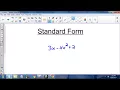 Standard Form for Polynomials