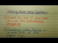 Solving Multi Step Equations Part 2