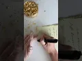 Hand Placed Metallic Gold Foil Flakes on Deckled Edge Wedding Invitation