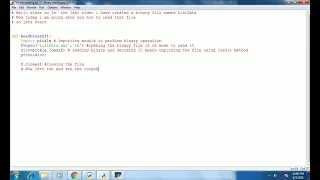 Reading a Binary File using Python Class 12 Computer Science Data File Handling
