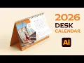 2026 Desk Calendar in Adobe Illustrator A5 Size