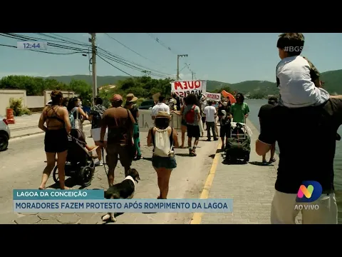 Lagoa da Conceição: Moradores fazem protesto após rompimento de estação da Casan