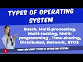 Types of OS Batch Multi-processing Multi-tasking Time-sharing Distributed Network RTOS