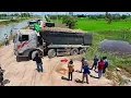Download Lagu Be Careful! Start New Landfill Project! By Dump Truck 25.5Ton Fill soil beside canal \u0026 Dozer Pushing
