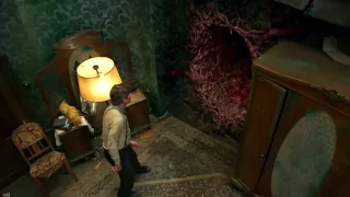he checks into a slowly shrinking hotel and hears heartbeats from the walls
