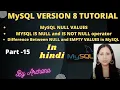 MYSQL NULL VALUES MYSQL IS NULL and IS NOT NULL OPERATOR NULL VALUES Vs EMPTY VALUES IN MySQL