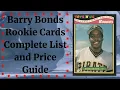 Barry Bonds Rookie Cards Complete List and Price Guide